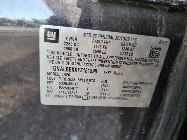 1GNALBEKXFZ131398 - 2015 CHEVROLET EQUINOX LT CHARCOAL photo 12