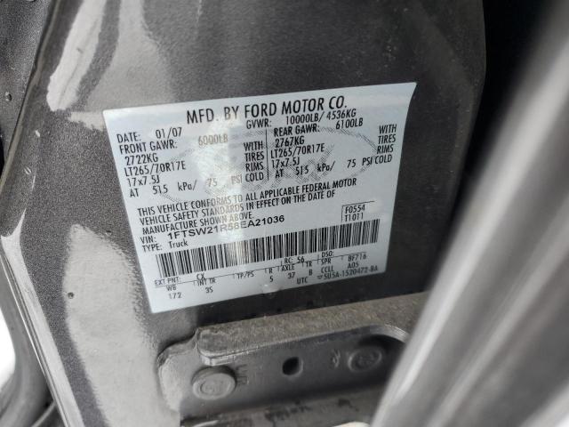 1FTSW21R58EA21036 - 2008 FORD F250 SUPER DUTY SILVER photo 12