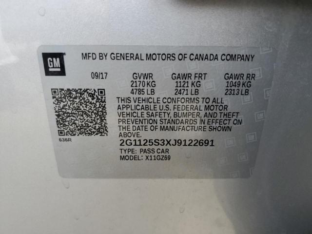 2G1125S3XJ9122691 - 2018 CHEVROLET IMPALA PREMIER SILVER photo 12