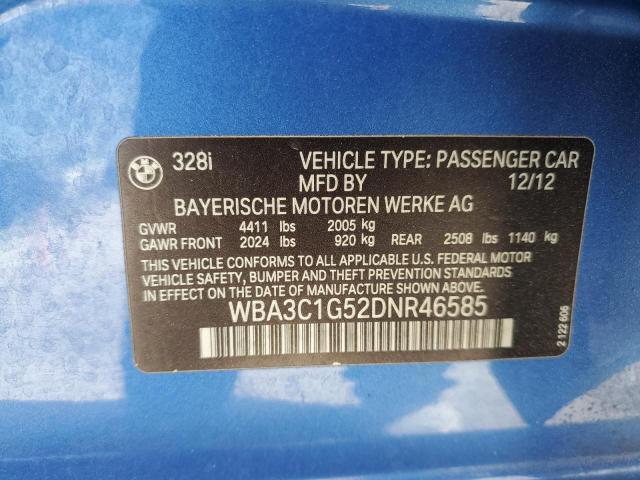 WBA3C1G52DNR46585 - 2013 BMW 328 I SULEV BLUE photo 12
