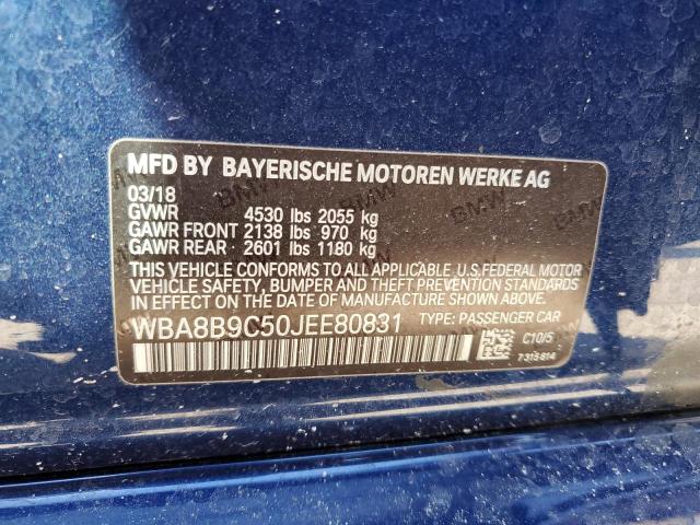 WBA8B9C50JEE80831 - 2018 BMW 330 I BLUE photo 12
