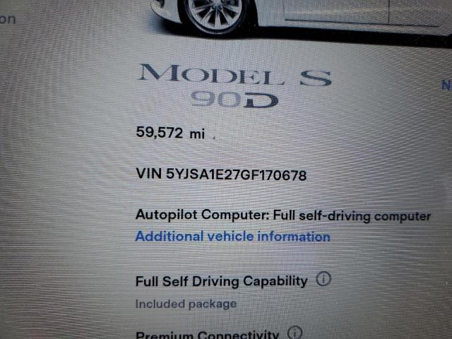 5YJSA1E27GF170678 - 2016 TESLA MODEL S თეთრი ფოტო 9