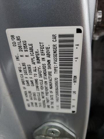 1HGCP26808A095670 - 2008 HONDA ACCORD EXL SILVER photo 12