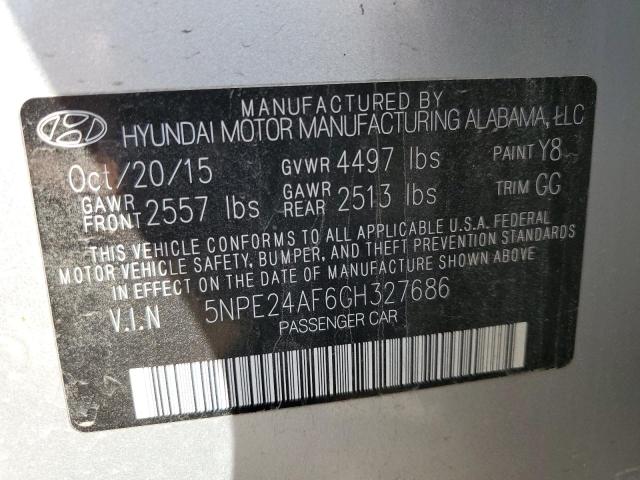 5NPE24AF6GH327686 - 2016 HYUNDAI SONATA SE SILVER photo 12