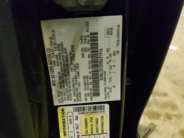 3LN6L5FCXHR621916 - 2017 LINCOLN MKZ RESERVE შავი ფოტო 12