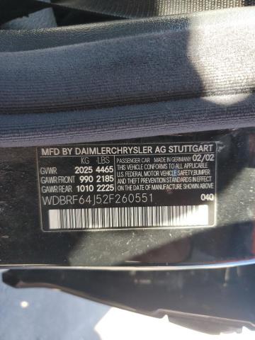 WDBRF64J52F260551 - 2002 MERCEDES-BENZ C 320 BLACK photo 12