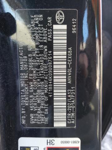 4T1BB46K09U087614 - 2009 TOYOTA CAMRY HYBRID BLACK photo 13