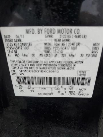 1FMCU9DG1BKC60813 - 2011 FORD ESCAPE XLT BLACK photo 13