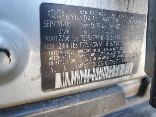 KM8SC13E56U072371 - 2006 HYUNDAI SANTA FE GLS SILVER photo 13