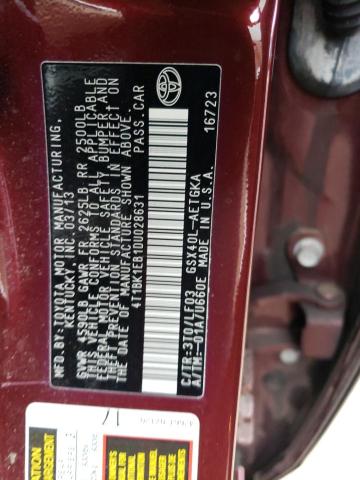 4T1BK1EB1DU028631 - 2013 TOYOTA AVALON BASE BURGUNDY photo 12