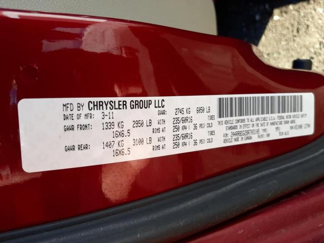 2A4RR8DG2BR703105 - 2011 CHRYSLER TOWN & COU TOURING L MAROON photo 13