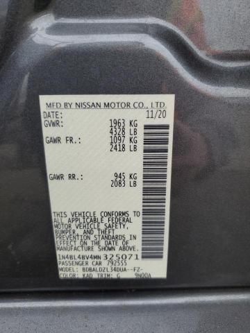 1N4BL4BV4MN325071 - 2021 NISSAN ALTIMA S GRAY photo 12