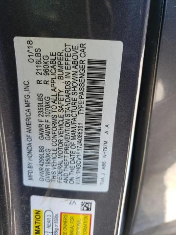 1HGCV1F17JA086361 - 2018 HONDA ACCORD LX GRAY photo 13