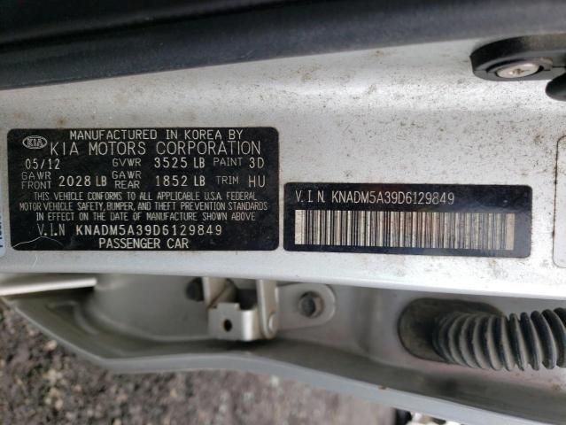 KNADM5A39D6129849 - 2013 KIA RIO LX SILVER photo 13