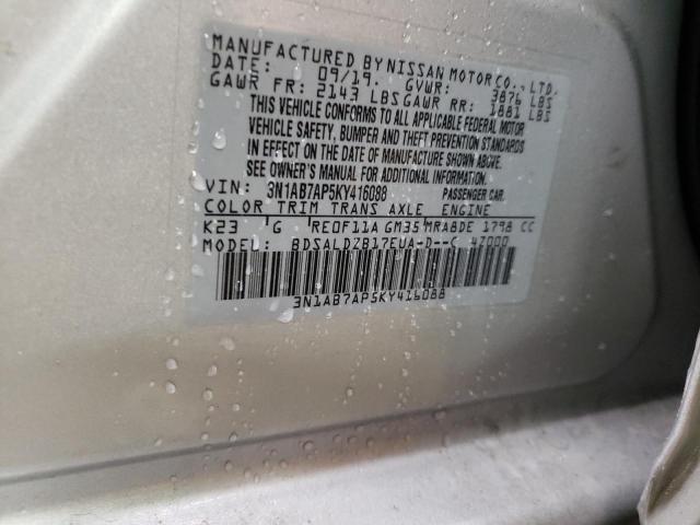 3N1AB7AP5KY416088 - 2019 NISSAN SENTRA S SILVER photo 12