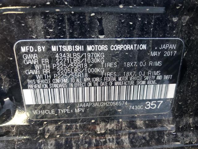 JA4AP3AU2HZ056574 - 2017 MITSUBISHI OUTLANDER ES შავი ფოტო 12