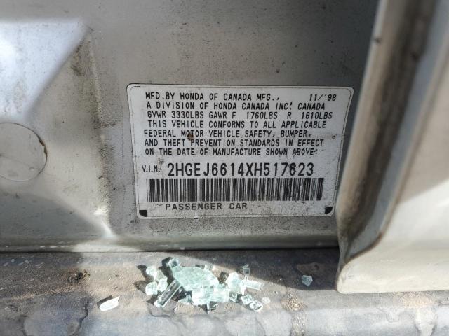2HGEJ6614XH517623 - 1999 HONDA CIVIC BASE Gümüş foto 12