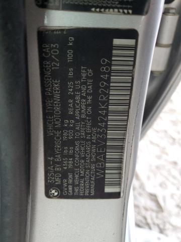 WBAEV33424KR29489 - 2004 BMW 325 I SILVER photo 12