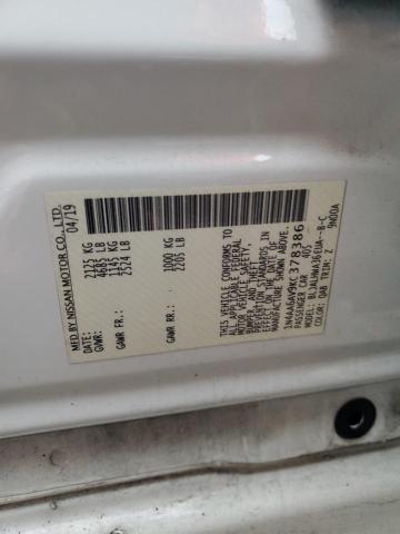 1N4AA6AV9KC378386 - 2019 NISSAN MAXIMA S WHITE photo 12