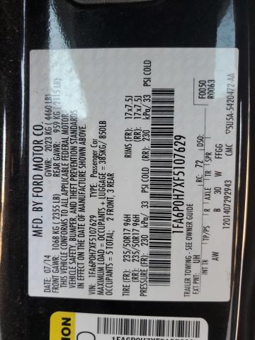 1FA6P0H7XF5107629 - 2015 FORD FUSION SE BLACK photo 12