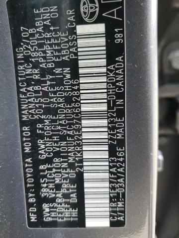 2T1KR32E97C662846 - 2007 TOYOTA COROLLA MA XR GRAY photo 12