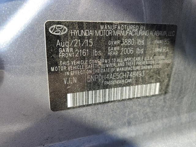 5NPDH4AE5GH748493 - 2016 HYUNDAI ELANTRA SE GRAY photo 12