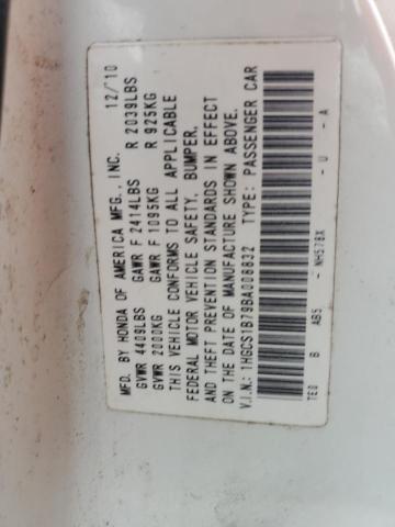 1HGCS1B79BA008832 - 2011 HONDA ACCORD EX WHITE photo 12