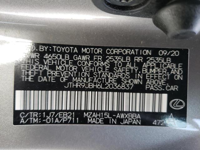 JTHR9JBH6L2036837 - 2020 LEXUS UX 250H GRAY photo 12