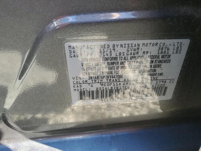 3N1AB7AP7KY447066 - 2019 NISSAN SENTRA S GRAY photo 12