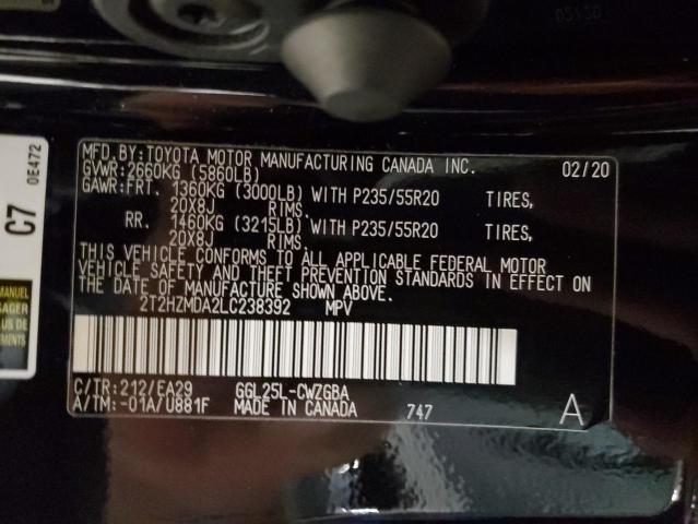 2T2HZMDA2LC238392 - 2020 LEXUS RX 350 BLACK photo 14