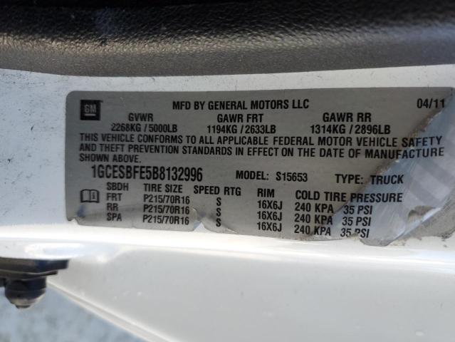 1GCESBFE5B8132996 - 2011 CHEVROLET COLORADO WHITE photo 12