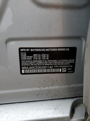 WBAJA5C52KG901142 - 2019 BMW 530 I SILVER photo 13