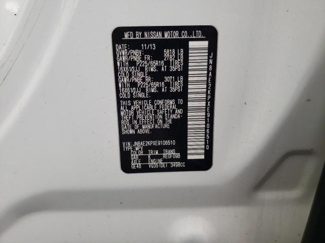 JN8AE2KPXE9106510 - 2014 NISSAN QUEST S WHITE photo 13