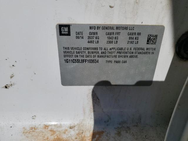 1G11C5SL8FF103634 - 2015 CHEVROLET MALIBU 1LT WHITE photo 13