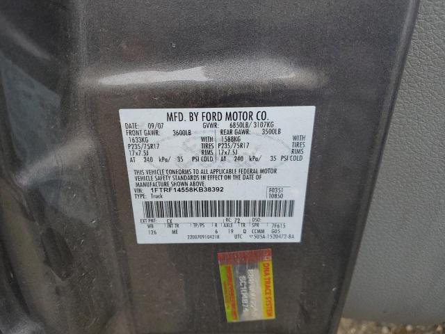 1FTRF14558KB38392 - 2008 FORD F150 GRAY photo 12