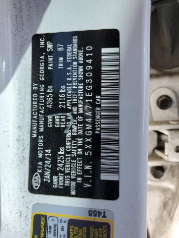 5XXGM4A71EG309410 - 2014 KIA OPTIMA LX WHITE photo 12