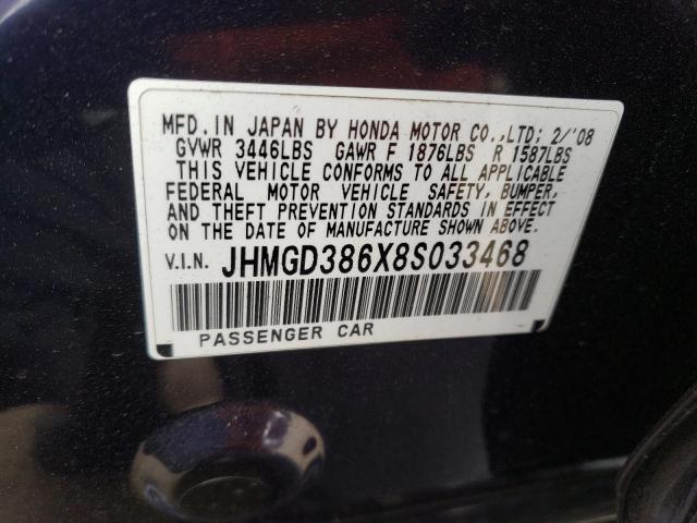 JHMGD386X8S033468 - 2008 HONDA FIT SPORT BLUE photo 13