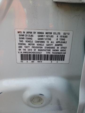 JHMGE8H34DC035527 - 2013 HONDA FIT WHITE photo 12