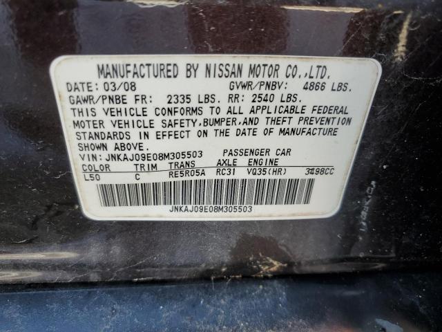JNKAJ09E08M305503 - 2008 INFINITI EX35 BASE Մանուշակագույն լուսանկար 9