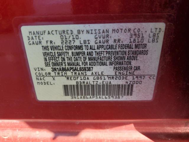 3N1AB6AP5AL659387 - 2010 NISSAN SENTRA 2.0 RED photo 13