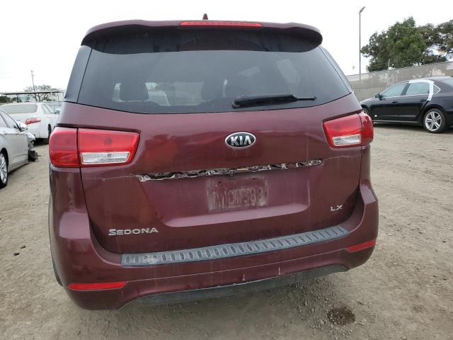 KNDMB5C15G6184971 - 2016 KIA SEDONA LX BURGUNDY photo 6