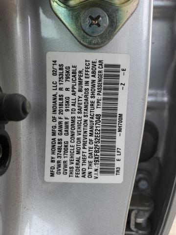 19XFB2F52EE217048 - 2014 HONDA CIVIC LX SILVER photo 12