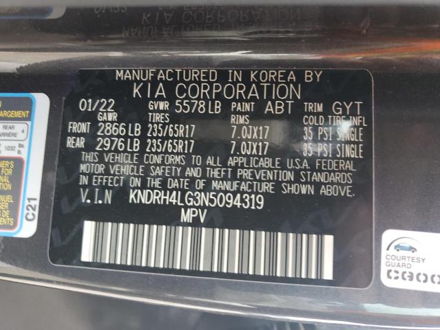 KNDRH4LG3N5094319 - 2022 KIA SORENTO EX GRAY photo 13