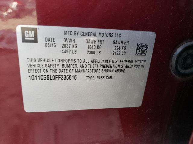 1G11C5SL9FF336616 - 2015 CHEVROLET MALIBU 1LT ბურგუნდია ფოტო 12
