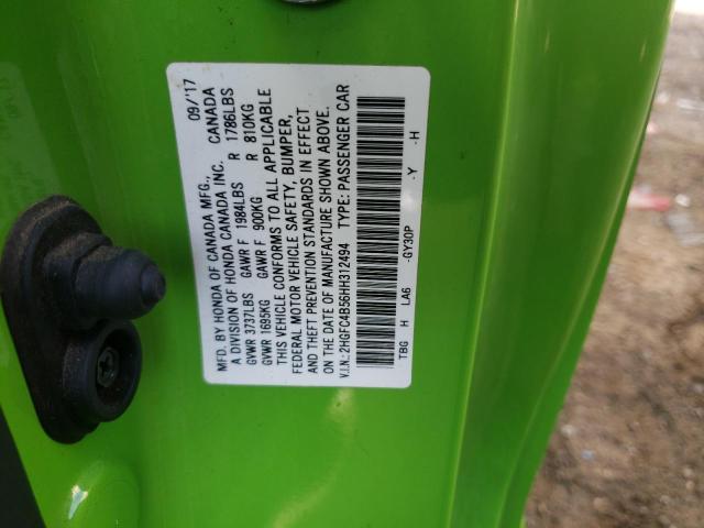 2HGFC4B56HH312494 - 2017 HONDA CIVIC LX GREEN photo 12