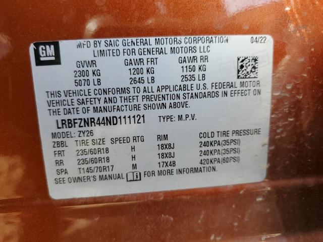 LRBFZNR44ND111121 - 2022 BUICK ENVISION ESSENCE Turuncu fotoğraf 13
