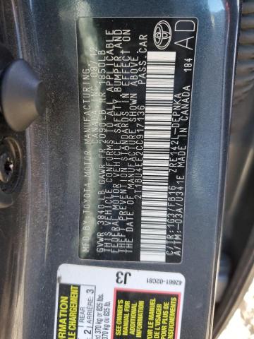 2T1BU4EE2CC917136 - 2012 TOYOTA COROLLA BASE GRAY photo 12