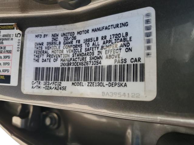 1NXBR30EX6Z671054 - 2006 TOYOTA COROLLA CE GRAY photo 12