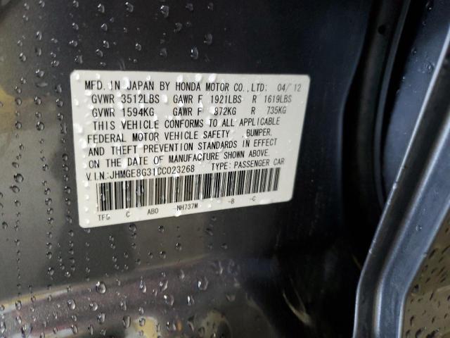 JHMGE8G31CC023268 - 2012 HONDA FIT SILVER photo 13