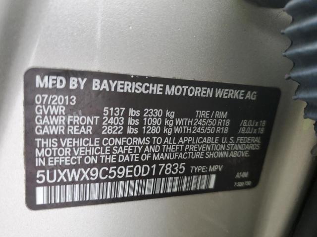 5UXWX9C59E0D17835 - 2014 BMW X3 XDRIVE28I SILVER photo 12